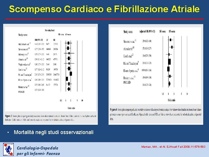Scompenso Cardiaco e Fibrillazione Atriale • Mortalità negli studi osservazionali Cardiologia-Ospedale per gli Infermi-