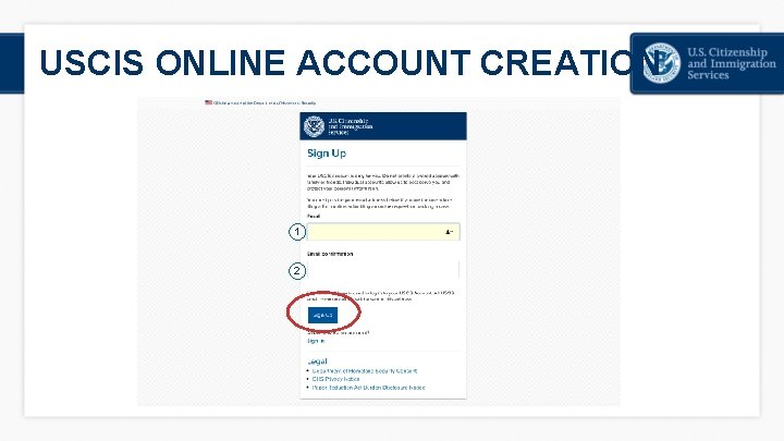 USCIS ONLINE ACCOUNT CREATION 1 1 2 