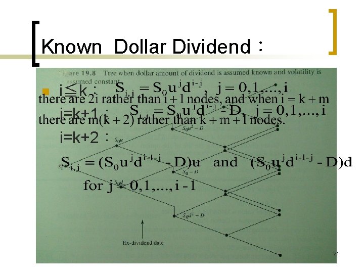 Known Dollar Dividend: n i≦k: i=k+1: i=k+2: 21 Known Dollar Dividend: n i≦k: i=k+1: i=k+2: 21