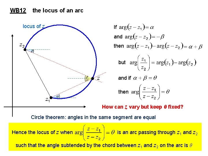 WB 12 the locus of an arc locus of z If and then but