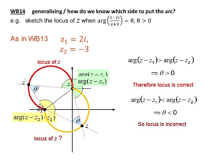 As in WB 13 locus of z Therefore locus is correct So locus is As in WB 13 locus of z Therefore locus is correct So locus is