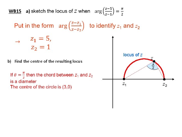 locus of z b) Find the centre of the resulting locus 