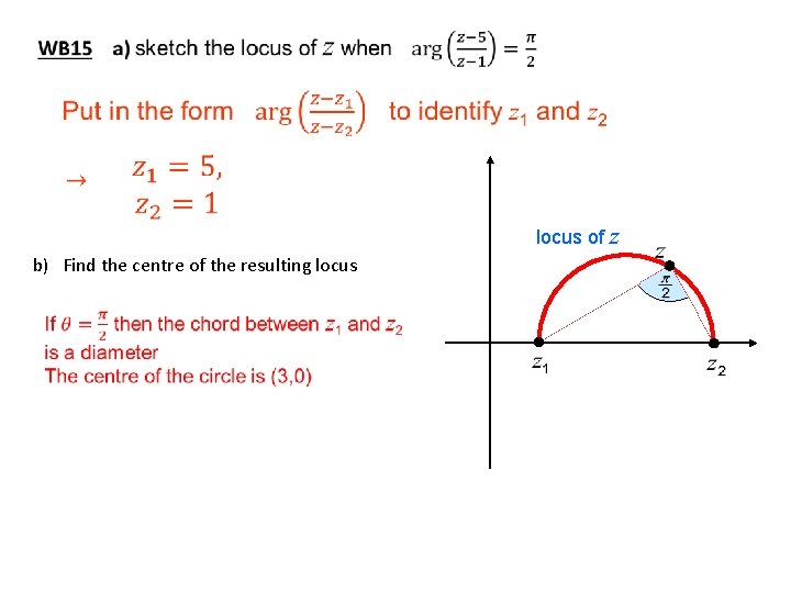 locus of z b) Find the centre of the resulting locus locus of z b) Find the centre of the resulting locus