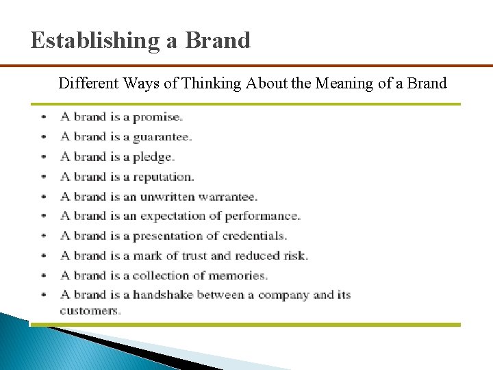 Establishing a Brand Different Ways of Thinking About the Meaning of a Brand 
