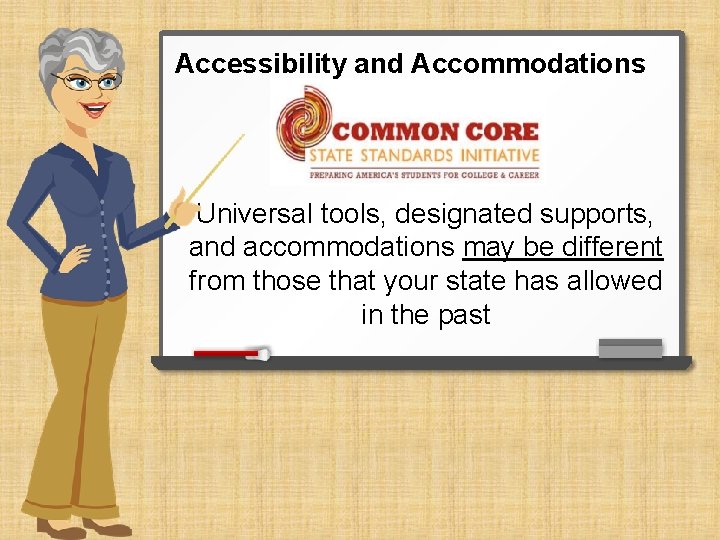 Accessibility and Accommodations Universal tools, designated supports, and accommodations may be different from those