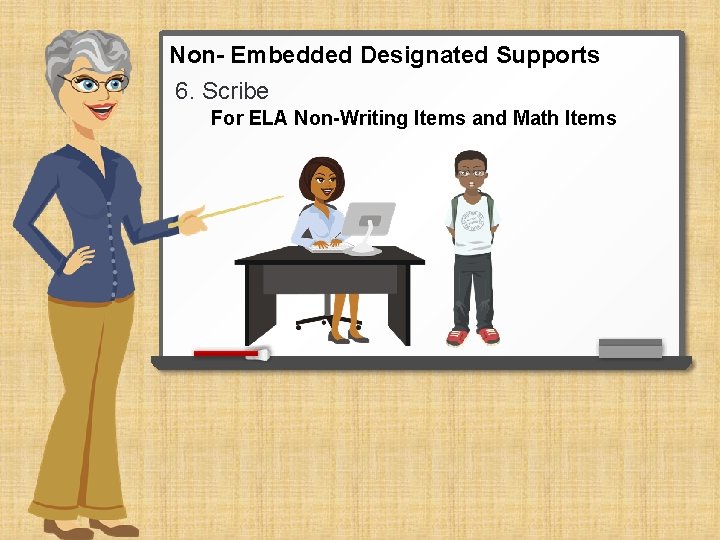 Non- Embedded Designated Supports 6. Scribe For ELA Non-Writing Items and Math Items 