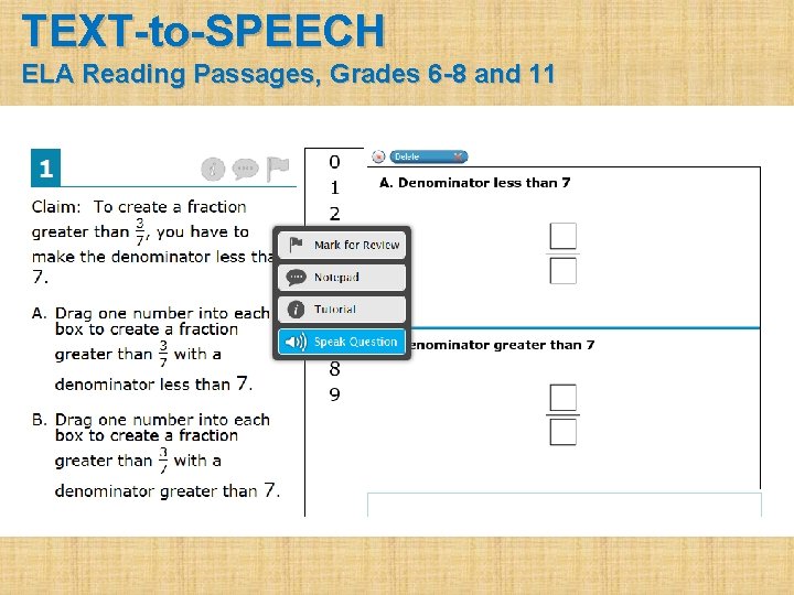 TEXT-to-SPEECH ELA Reading Passages, Grades 6 -8 and 11 