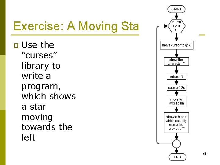 Exercise: A Moving Star p Use the “curses” library to write a program, which Exercise: A Moving Star p Use the “curses” library to write a program, which