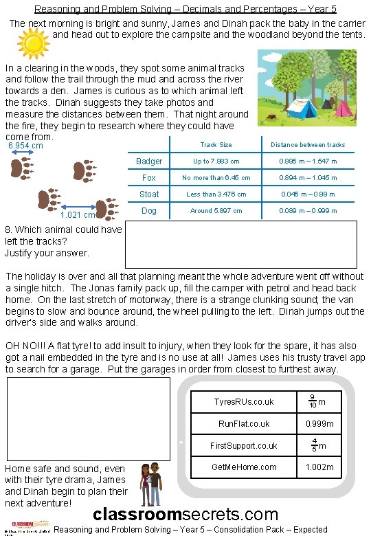 Reasoning and Problem Solving – Decimals and Percentages – Year 5 The next morning