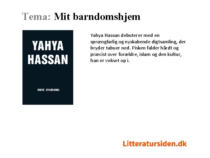 Tema: Mit barndomshjem Yahya Hassan debuterer med en sprængfarlig og nyskabende digtsamling, der bryder