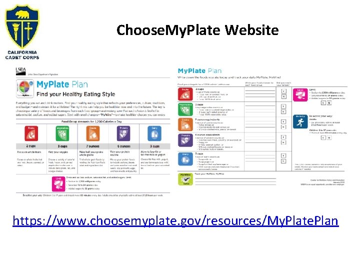 Choose. My. Plate Website https: //www. choosemyplate. gov/resources/My. Plate. Plan 