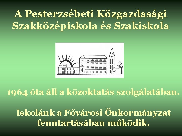 A Pesterzsébeti Közgazdasági Szakközépiskola és Szakiskola 1964 óta áll a közoktatás szolgálatában. Iskolánk a