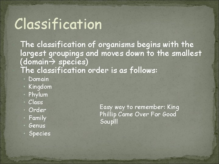 Classification Classification System There are 13 billion known