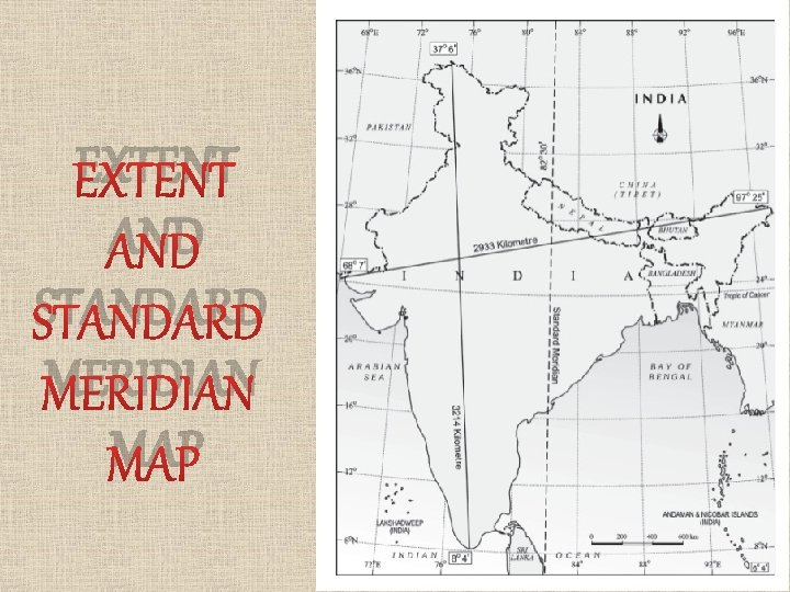 EXTENT AND STANDARD MERIDIAN MAP 