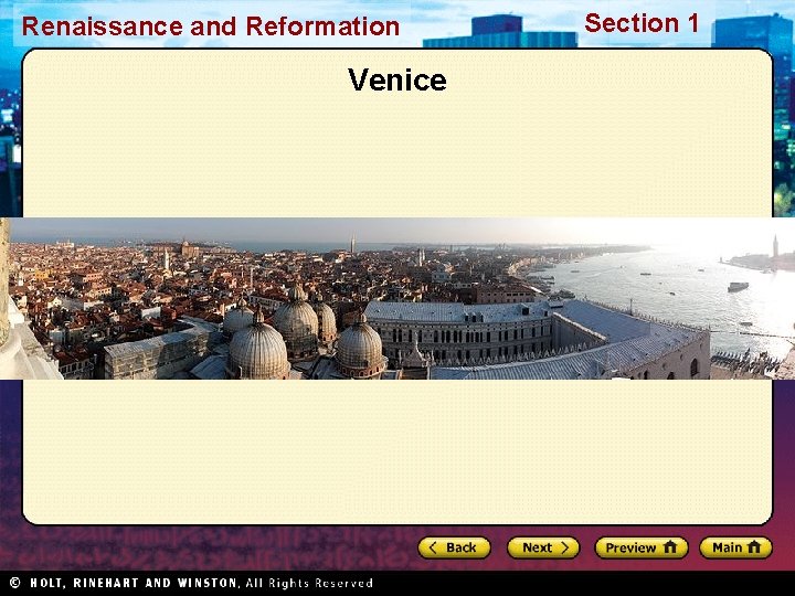 Renaissance and Reformation Venice Section 1 