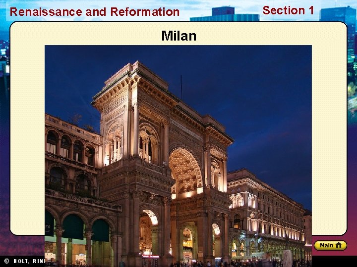 Renaissance and Reformation Milan Section 1 