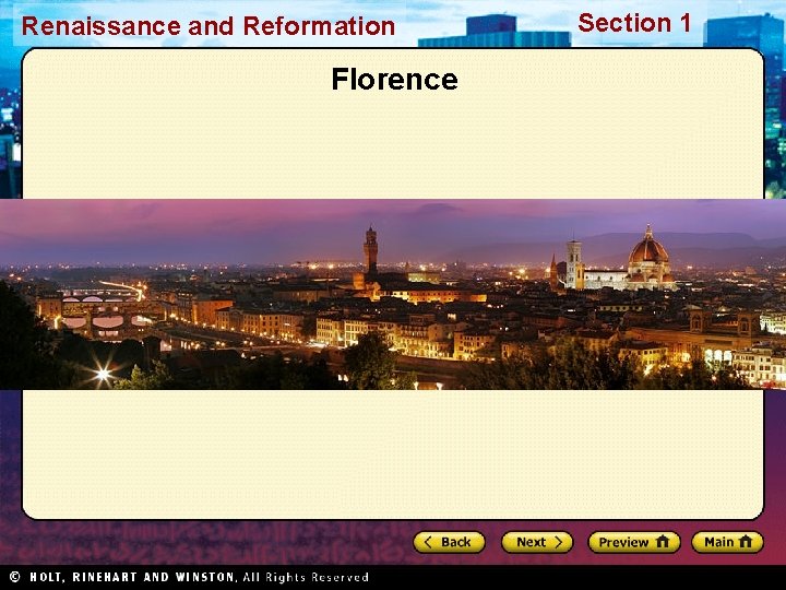 Renaissance and Reformation Florence Section 1 