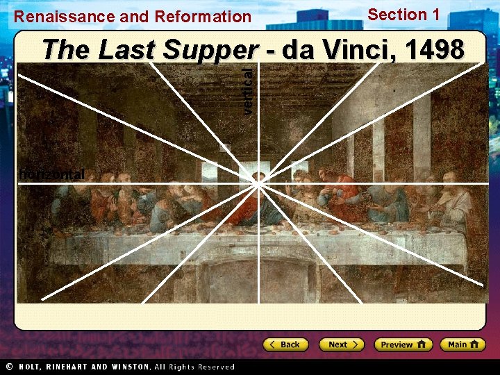 Renaissance and Reformation Section 1 vertical The Last Supper - da Vinci, 1498 horizontal
