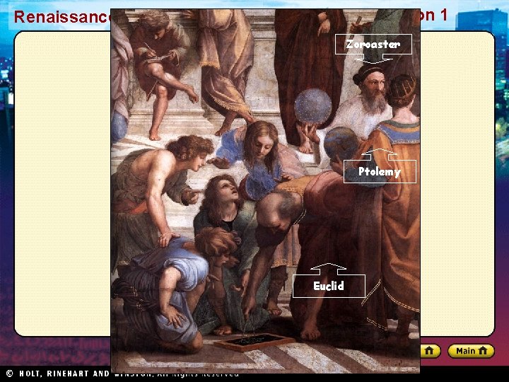 Section 1 Renaissance and Reformation Zoroaster Ptolemy Euclid 