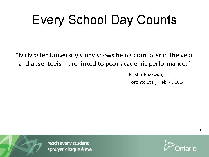 Every School Day Counts “Mc. Master University study shows being born later in the