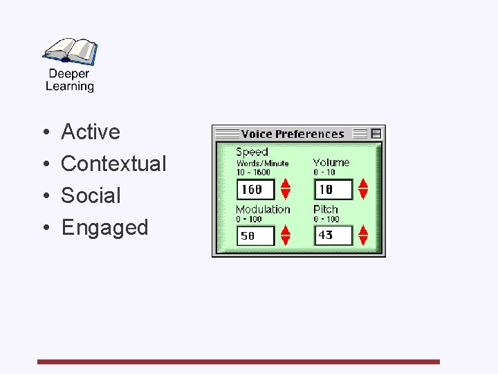 • • Active Contextual Social Engaged 