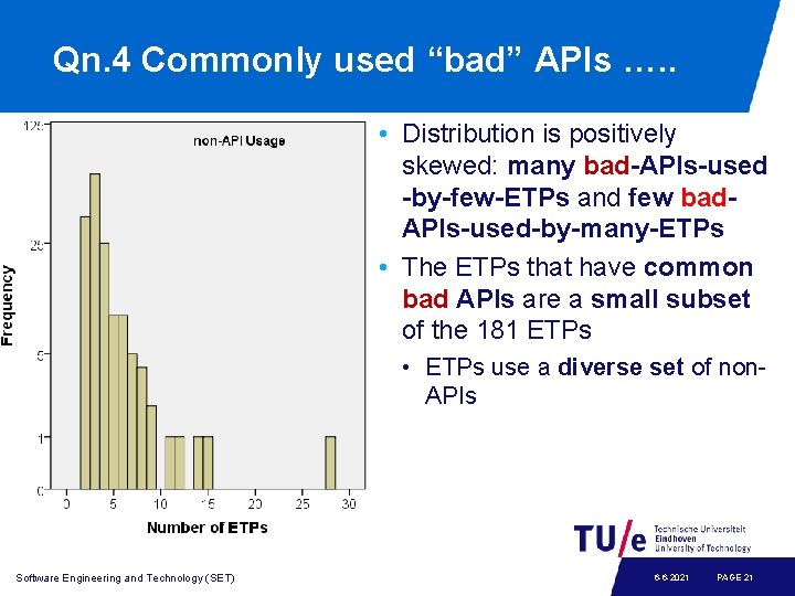Qn. 4 Commonly used “bad” APIs …. . • Distribution is positively skewed: many