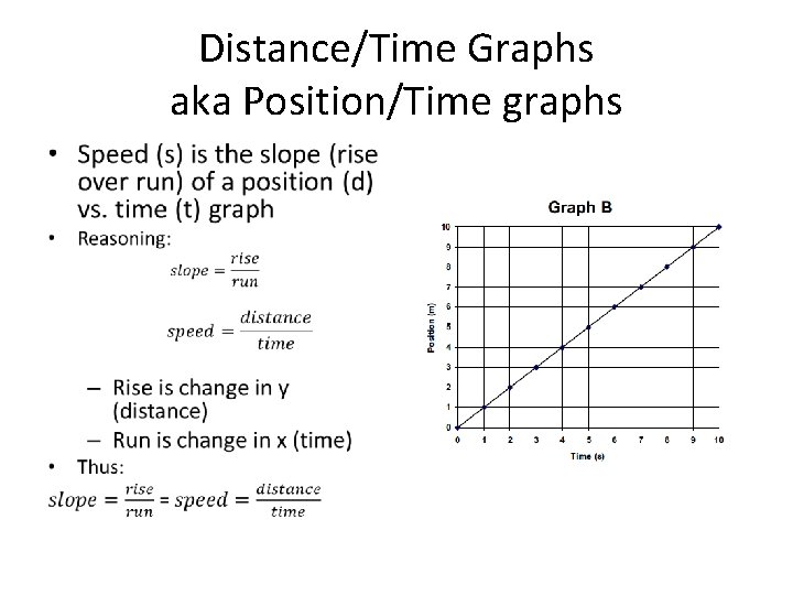 Distance/Time Graphs aka Position/Time graphs • 