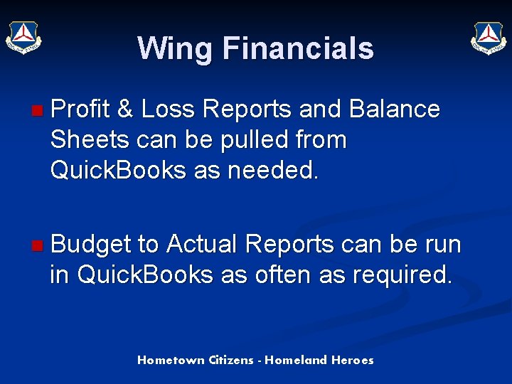 Wing Financials n Profit & Loss Reports and Balance Sheets can be pulled from