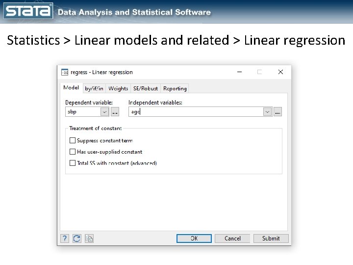 Statistics > Linear models and related > Linear regression 