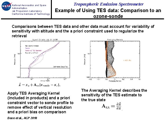 National Aeronautics and Space Administration Jet Propulsion Laboratory California Institute of Technology Tropospheric Emission