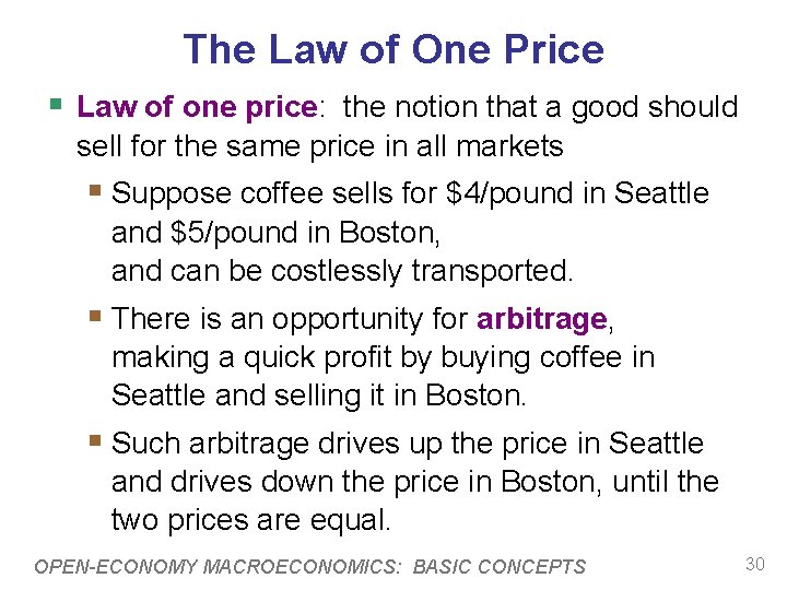 The Law of One Price § Law of one price: the notion that a