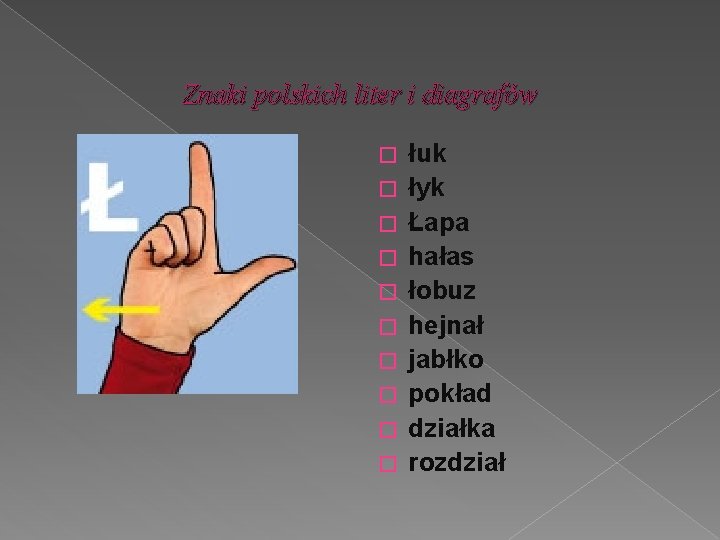 Znaki polskich liter i diagrafów � � � � � łuk łyk Łapa hałas
