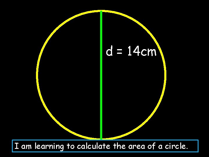 d = 14 cm I am learning to calculate the area of a circle.