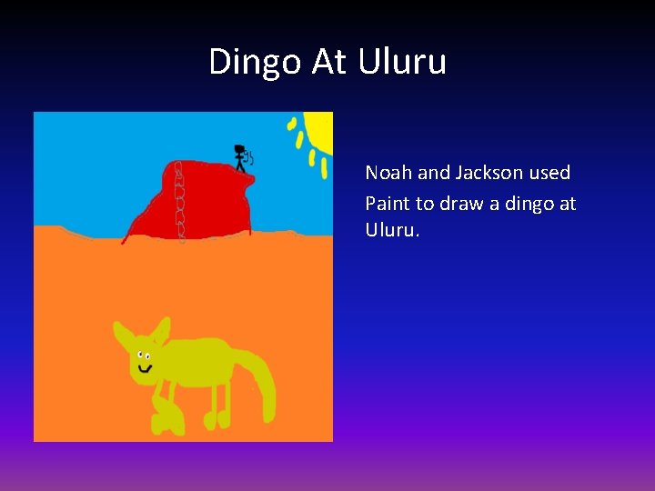 Dingo At Uluru Noah and Jackson used Paint to draw a dingo at Uluru.