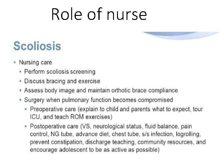 Role of nurse 