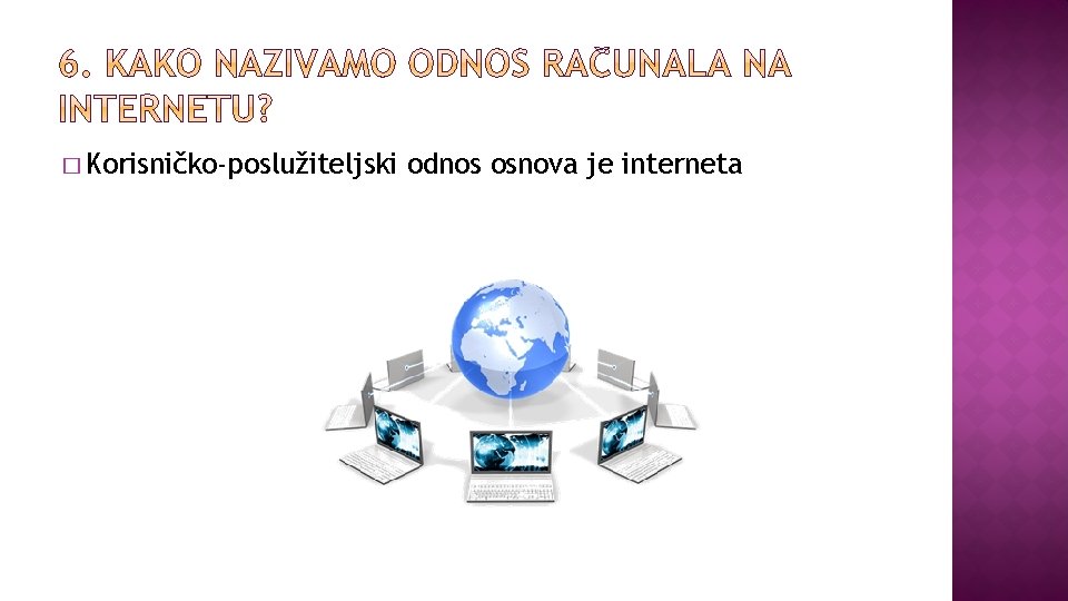 � Korisničko-poslužiteljski odnos osnova je interneta 