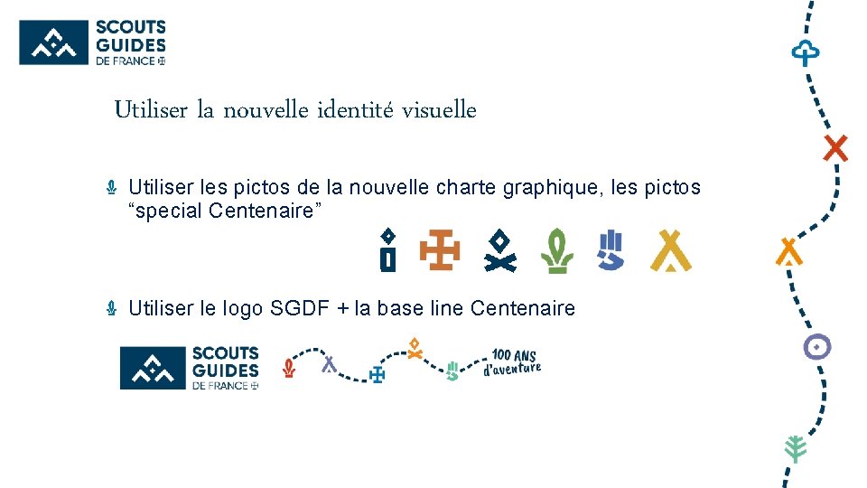 Utiliser la nouvelle identité visuelle Utiliser les pictos de la nouvelle charte graphique, les