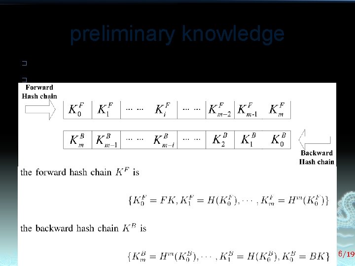 preliminary knowledge � � � Session key DDHC(dual directional hash chain) bivariate polynomial 6/19