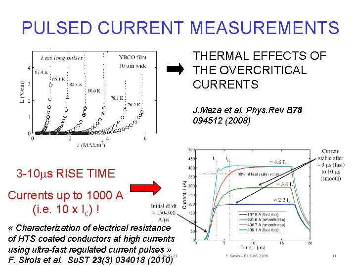 PULSED CURRENT MEASUREMENTS THERMAL EFFECTS OF THE OVERCRITICAL CURRENTS J. Maza et al. Phys.