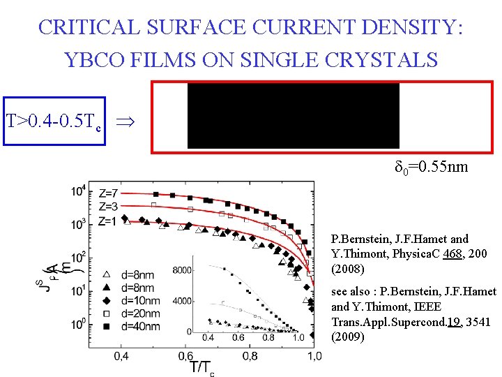 CRITICAL SURFACE CURRENT DENSITY: YBCO FILMS ON SINGLE CRYSTALS T>0. 4 -0. 5 Tc