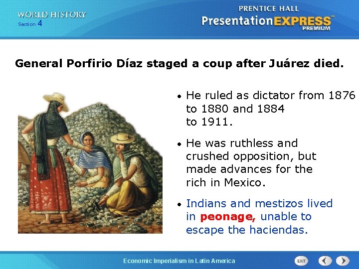 254 Section 1 Chapter Section General Porfirio Díaz staged a coup after Juárez died.