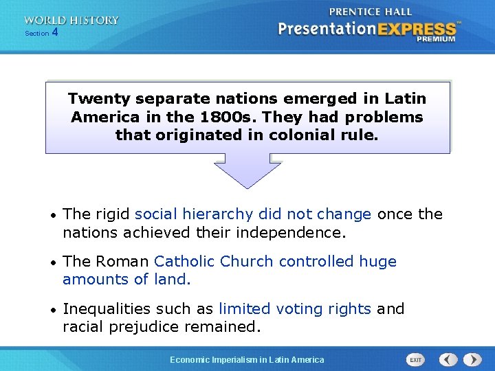 254 Section 1 Chapter Section Twenty separate nations emerged in Latin America in the