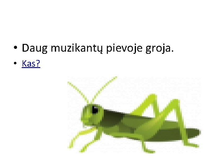  • Daug muzikantų pievoje groja. • Kas? 