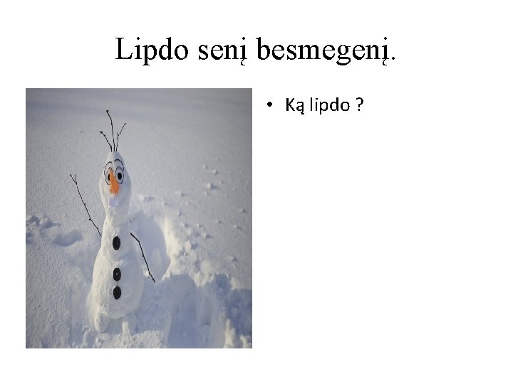 Lipdo senį besmegenį. • Ką lipdo ? 