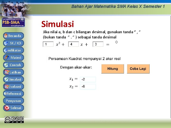 Bahan Ajar Matematika SMA Kelas X Semester 1 Simulasi Beranda SK / KD Jika