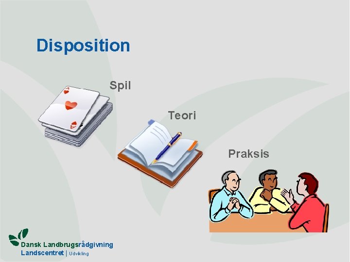 Disposition Spil Teori Praksis Dansk Landbrugsrådgivning Landscentret | Udvikling 