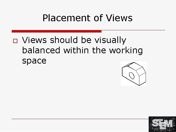 Placement of Views o Views should be visually balanced within the working space 