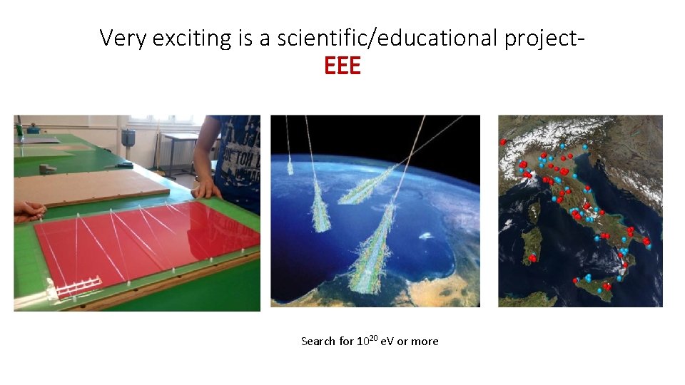 Very exciting is a scientific/educational project. EEE Search for 1020 e. V or more