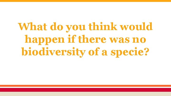 What do you think would happen if there was no biodiversity of a specie?