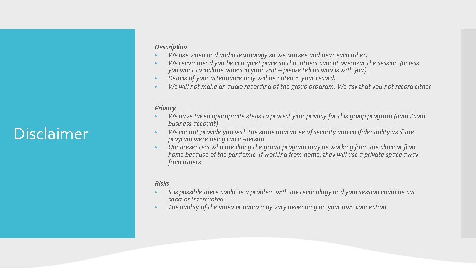 Description We use video and audio technology so we can see and hear each